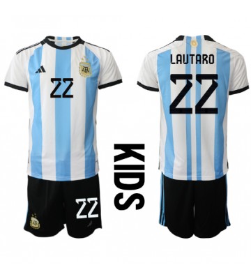 Argentina Lautaro Martinez #22 babykläder Hemmatröja barn VM 2022 Korta ärmar (+ Korta byxor)